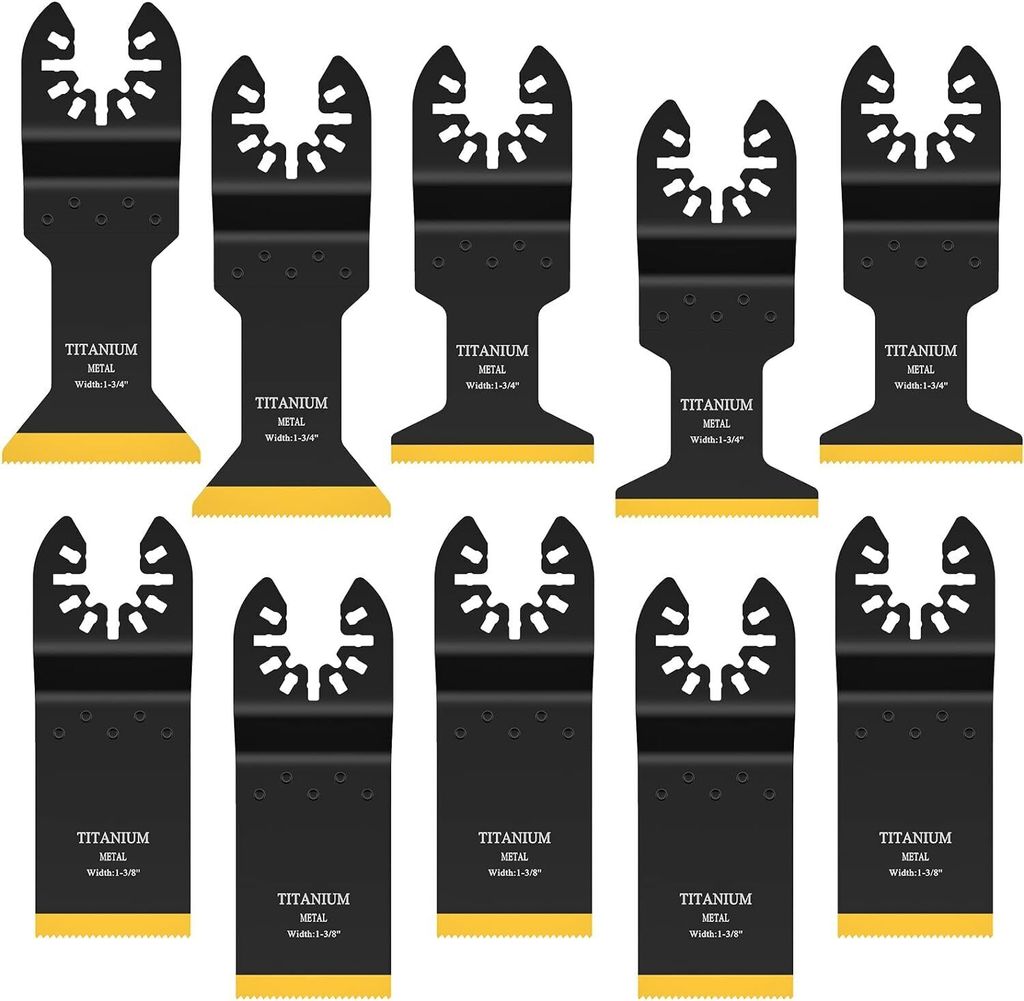 Oszillierende Werkzeugklinge aus Titan, 10 Stück oszillierende Sägeblätter zum Metallschneiden, Holz-Metall-Multitool-Klingen-Kit