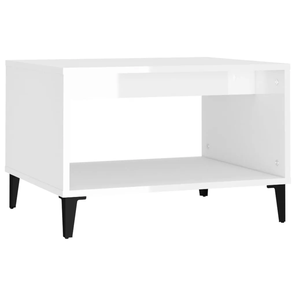 Tavolino bianco lucido 60x50x40 cm materiale a base di legno