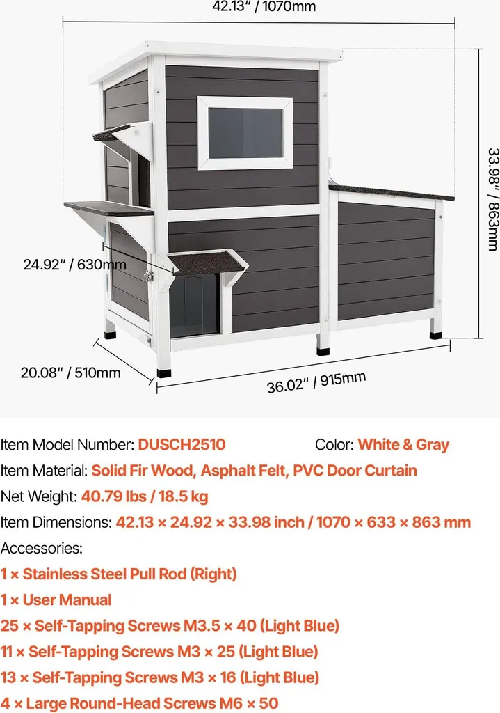 Abri pour chats de jardin - Maison bois 2 niveaux pour chats d'extérieur - 7