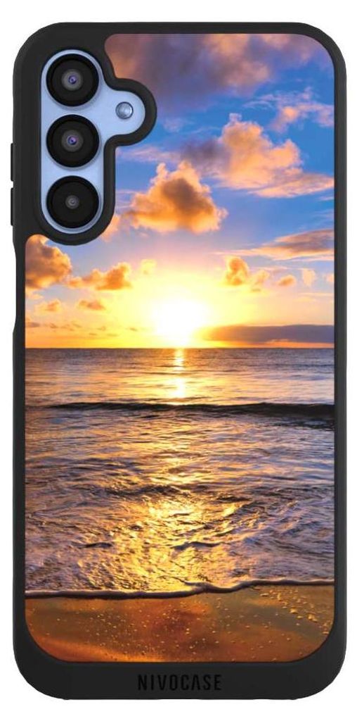 NIVOCASE Handyhülle für Samsung Galaxy A15 5G Hülle NIVOpure Case Schwarz Meer Sonnenuntergang Strand