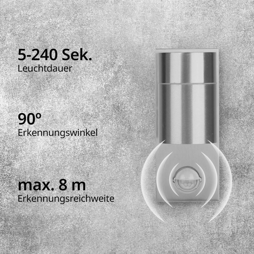 Grafner® Edelstahl Wandlampe mit Bewegungsmelder 26BPIR Produktbild 4