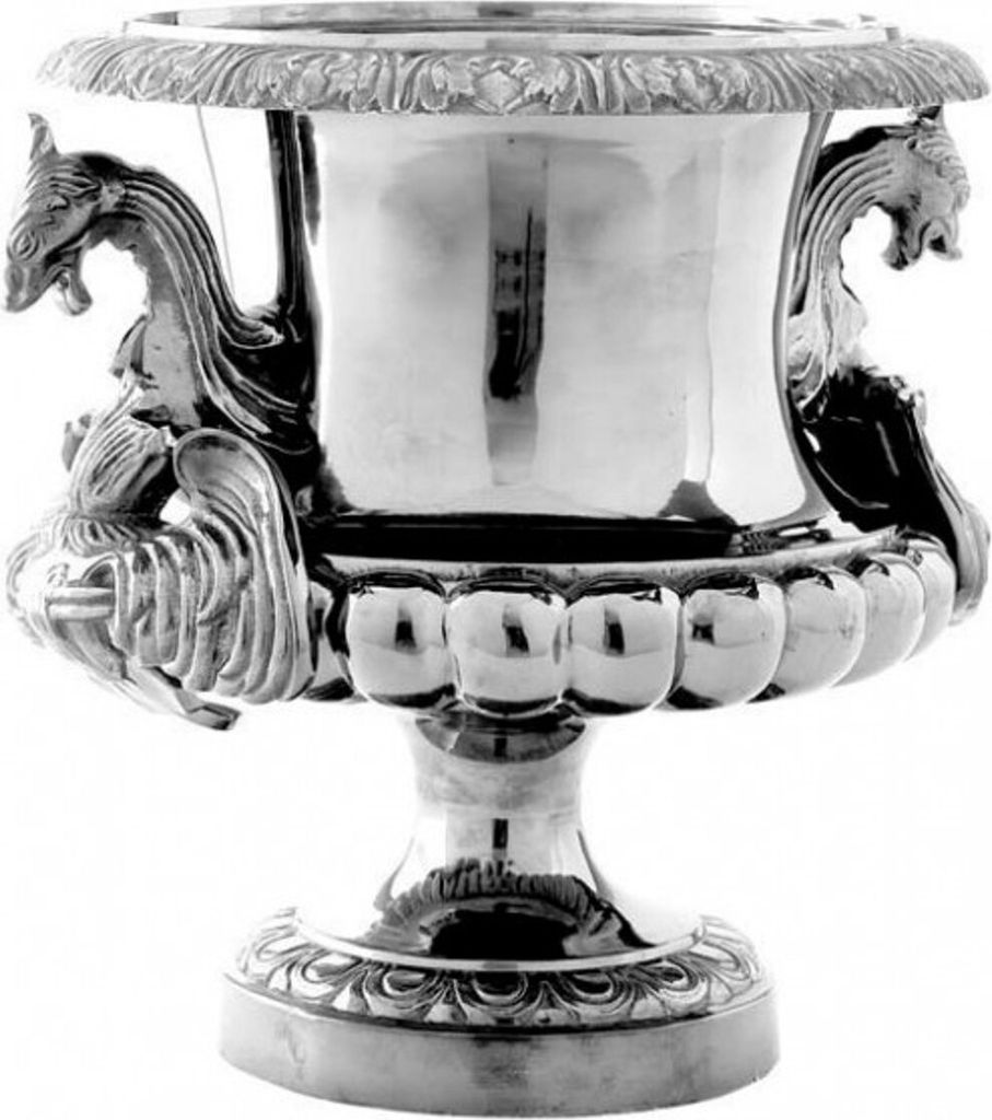 Casa Padrino Antik Stil Barock Blumenvase Antik Silberfarben - Pflanzentopf - Hotel Dekoration - Blumengefäss