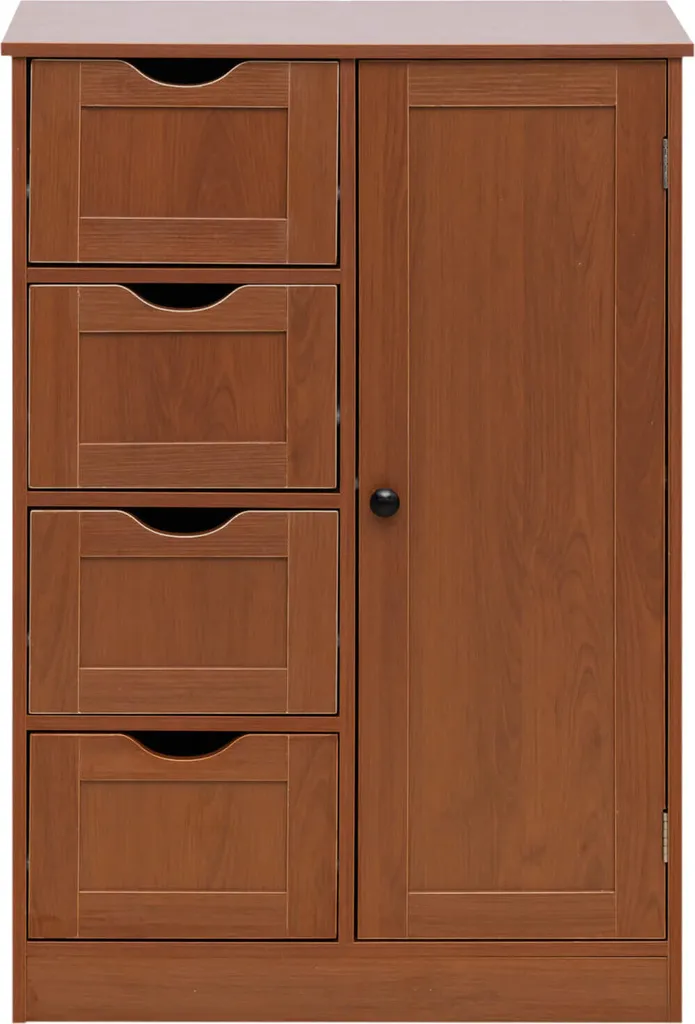 Cassettiera Rebecca Mobili 4 Cassetti 1 Anta Legno Marrone Shabby