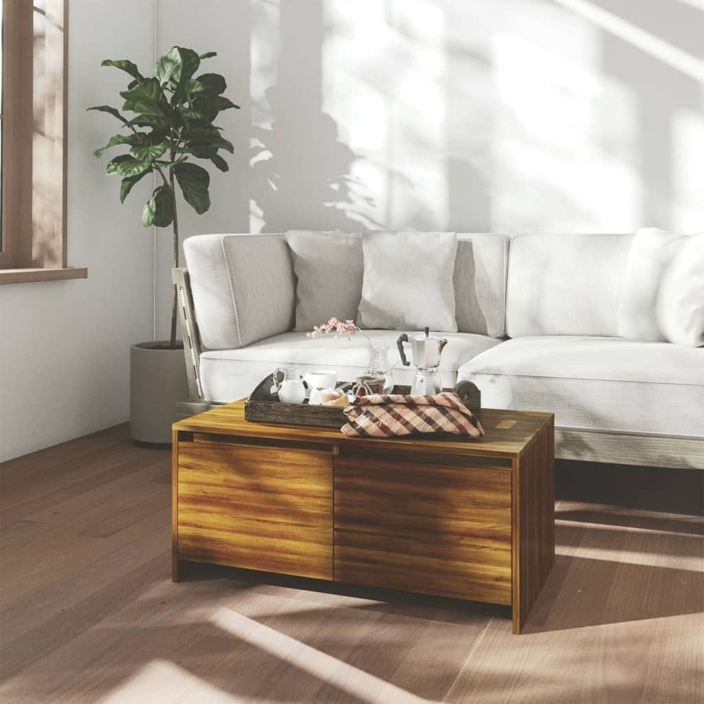 The Living Store Couchtisch Braun Eichen-Optik 90x50x41,5 cm Holzwerkstoff