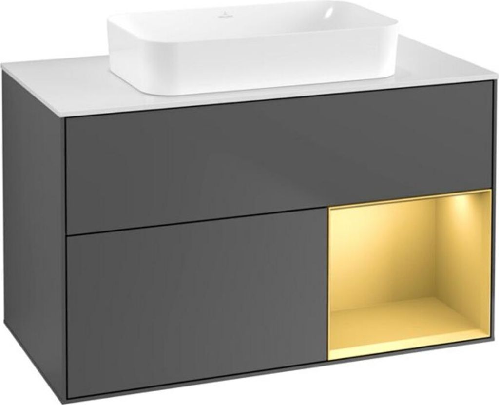 V&B Waschtischunterschrank Finion 100x60,3 cm, Reg re gol m, Anthrac. matt