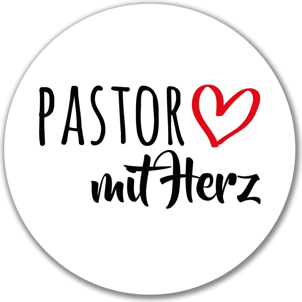 Huuraa Aufkleber Pastor mit Herz 10cm rund Sticker Geschenkidee