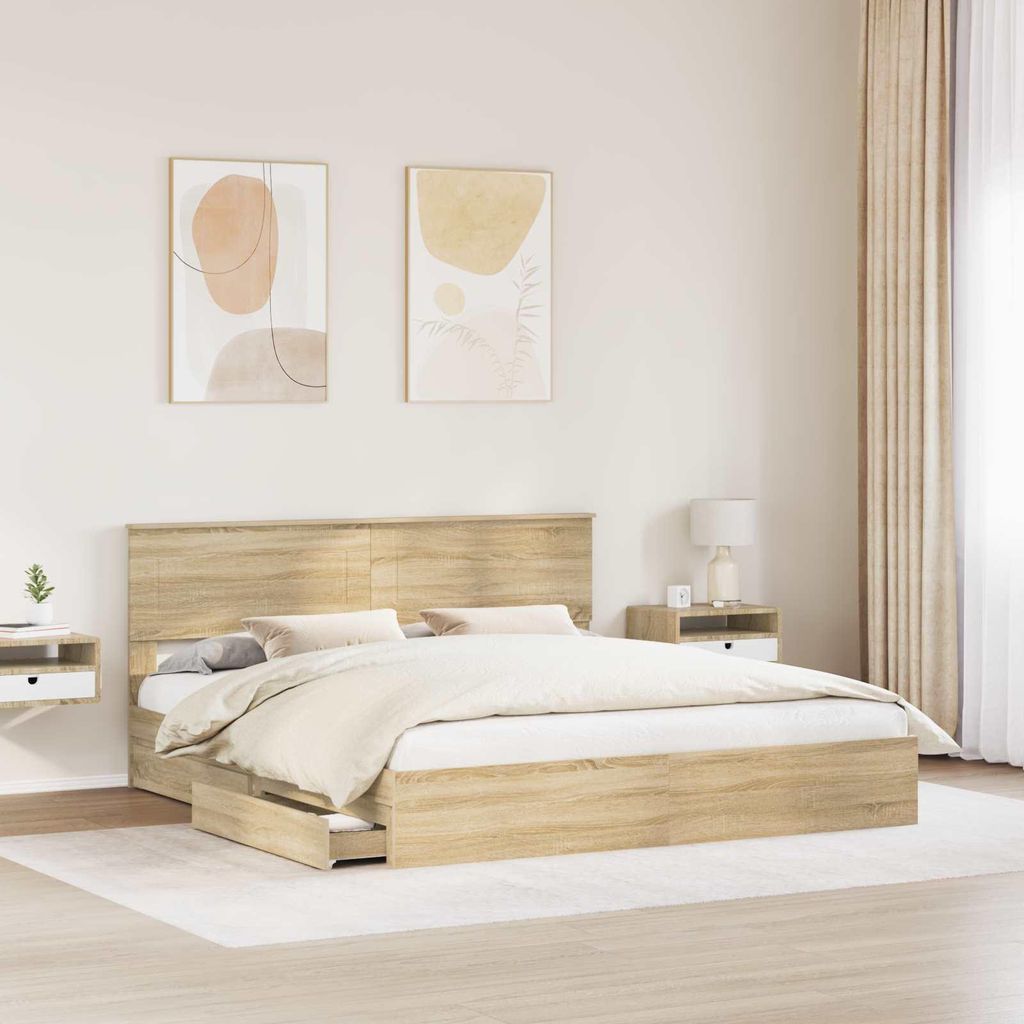 Cloris Designermöbel Aufbewahrungsbett Sonoma-Eiche 180 x 200cm Holzwerkstoff - 2026Neu774845 - Klassische BettenJugendbett Tagesbett