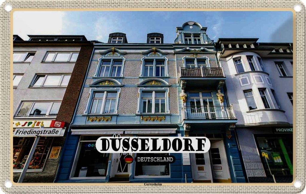 vianmo Blechschild 20x30 cm Düsseldorf Gerresheim Architektur Bildmotiv Reisemotiv Abenteuer Reisen Urlaub Häuser