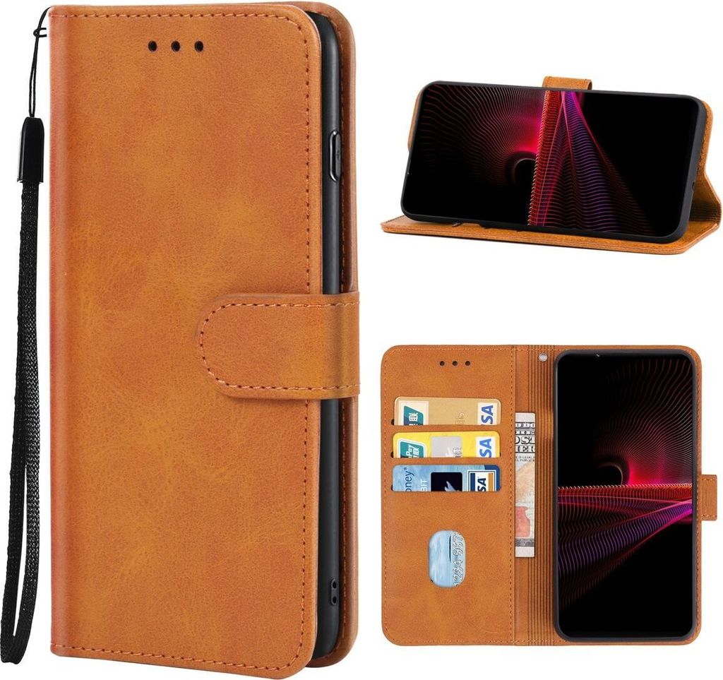 König Design Hülle kompatibel mit Sony Xperia 1 IV Kunstleder Handyhülle - Handy Case Braun