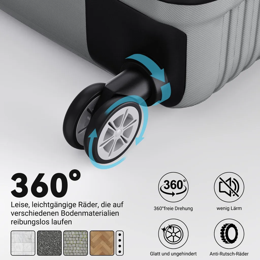 Valises ABS argent à roulettes silencieuses : robustesse et design moderne - 3