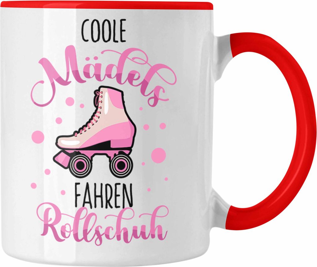 Trendation - Lustige Rollschuh-Tasse Geschenk für Rollschuhfahrerinnen Coole Mädels Fahren Rollschuh (Rot)