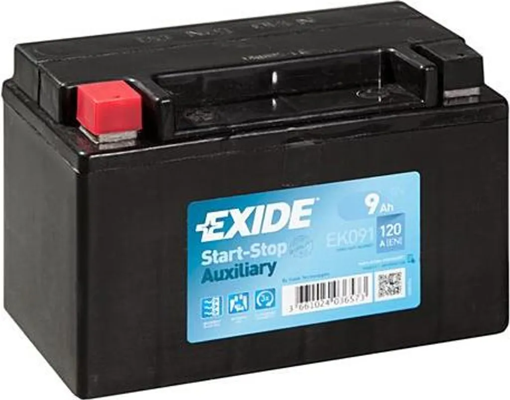 EXIDE EK091 Batteria di avviamento Start-Stop OE compatibile con C30, S40, S60, S80, S90, V40, V50, V60, V70, V90, XC40, XC60, XC70, XC90
