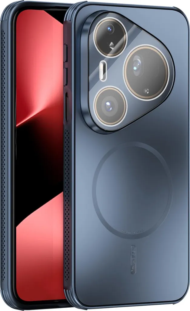 Cover magnetica per Huawei Pura 80 Ultra, custodia opaca in PC+TPU con protezione per le lenti, cover antiurto con dissipazione del calore Blu