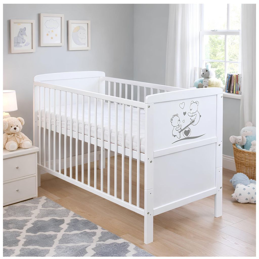 Baby-Delux Babybett Gitterbett Kinderbett 2in1 Luna Teddy Produktbild 