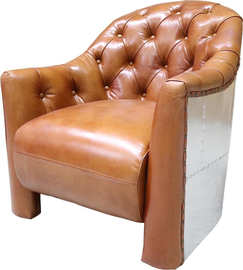 Ledersessel Flugzeug Design Clubsessel Leder Sessel Aviator Vintage Leder Neu