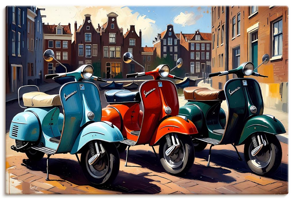 ARTland Leinwandbild Mit dem Motorroller nach Amsterdam Größe: 30x20 cm