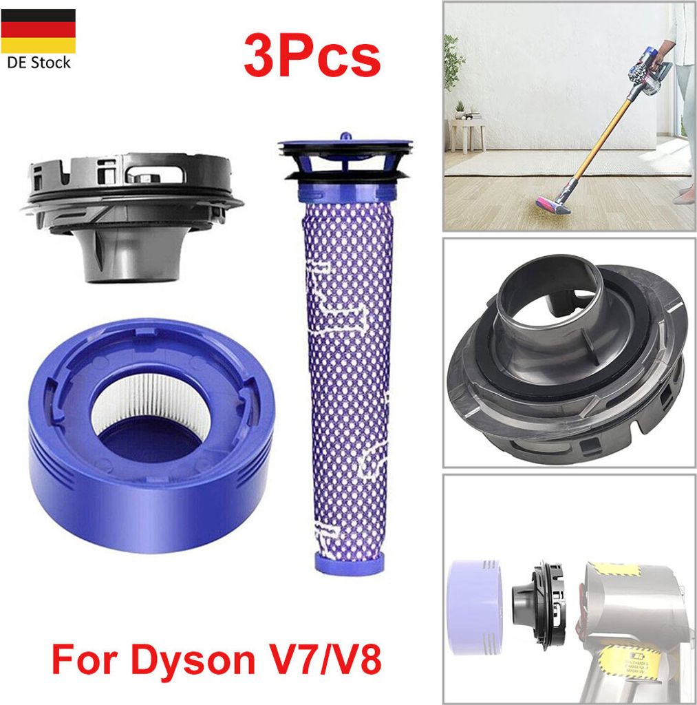 Ersatz Filter für Dyson V7 V8 Staubsauger, HEPA-Nachmotorfilter+Vorfilter+Hintere Motor Heckabdeckung, Ersatzfilterkit für Dyson V8/V7-lila+silber