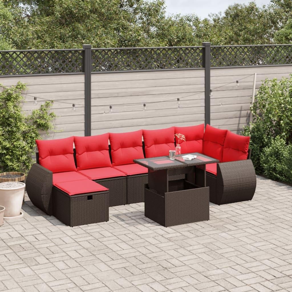 Möbel 8-teiliges Gartensofa-Set mit Kissen, braun, Polyrattan - Gartenmöbelgarnituren CC4408