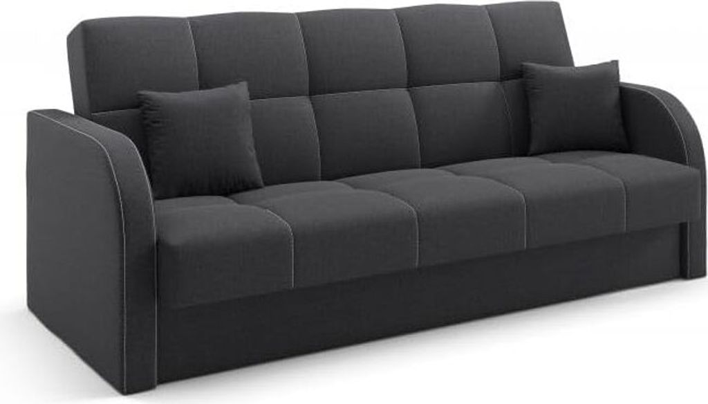 LIKMA Schwarz Ausziehbar 3 Sitzer Sofa Togo 214x93x85 cm Schlaffunktion Bettzeugbehälter Sofa mit Bettfunktion Schlafsofa Couchgarnitur Sofas & Co...