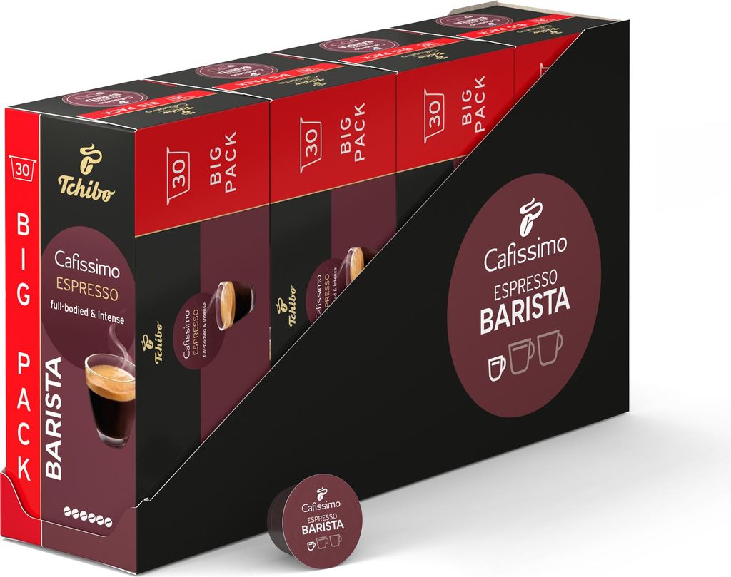 Tchibo Cafissimo Vorratsbox Barista Espresso Kaffeekapseln, 120 Stück - 4 x 30 Kapseln (Espresso, charaktervoll und intensiv)