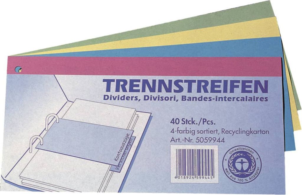 Q-Connect Trennstreifen - 190 g/qm Karton, sortiert, 40 Stück
