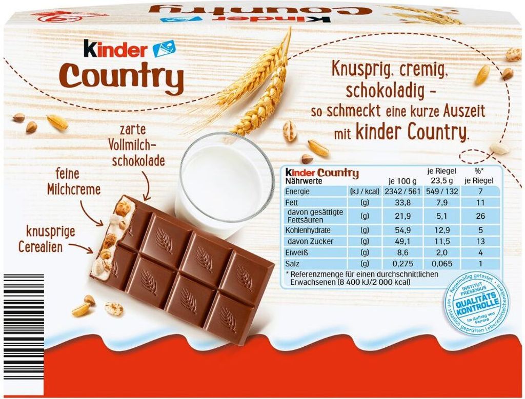 Kinder Country nadziewana mleczna czekolada z płatkami Zdjęcie produktu 3