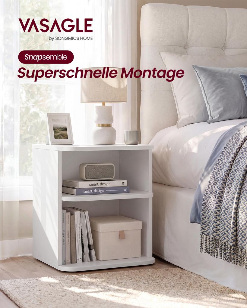VASAGLE Nachttisch, Snapsemble – superschnelle Montage, 3 Produktbild 