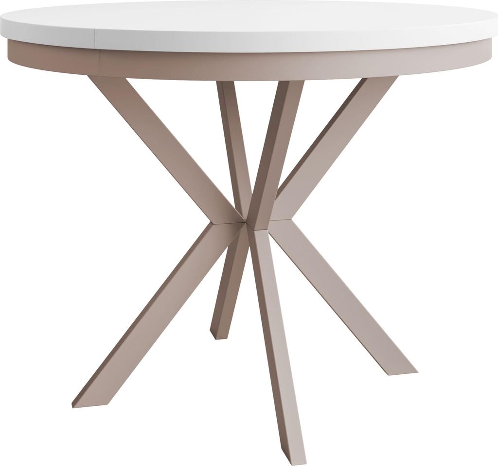 MIRJAN24 Tisch Edder 100, Esszimmer Tisch, Beine aus Stahl (Farbe: Cashmere / Arktisches Weiß)