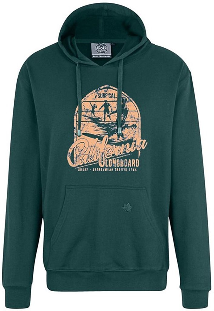 Bigsize Kapuze-Sweatshirt AHORN SPORTSWEAR California Longboard Bottle Green 6XL