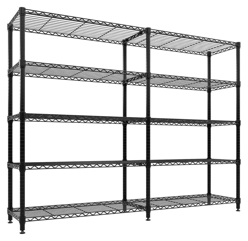 Metall Aufbewahrungsregal - 5-stöckiges Drahtregal - Verstellbare Böden 35x150 cm - Erweiterbar - Schwerlastregal für Garage Küche Keller