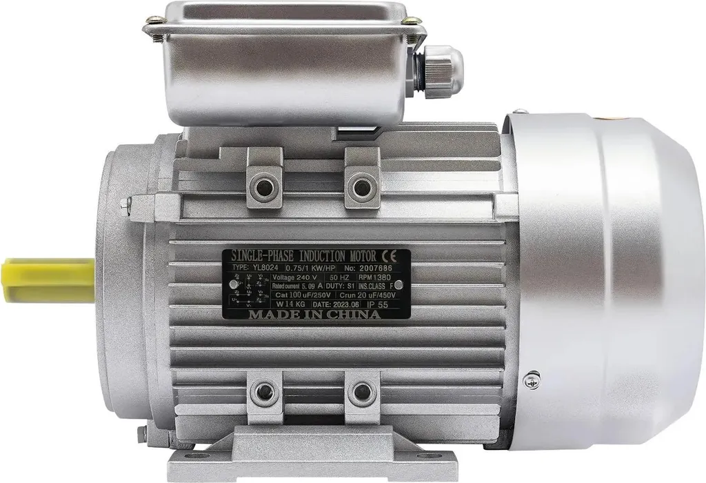 Moteur asynchrone 750W 1CV avec bobinage cuivre et boîtier en aluminium