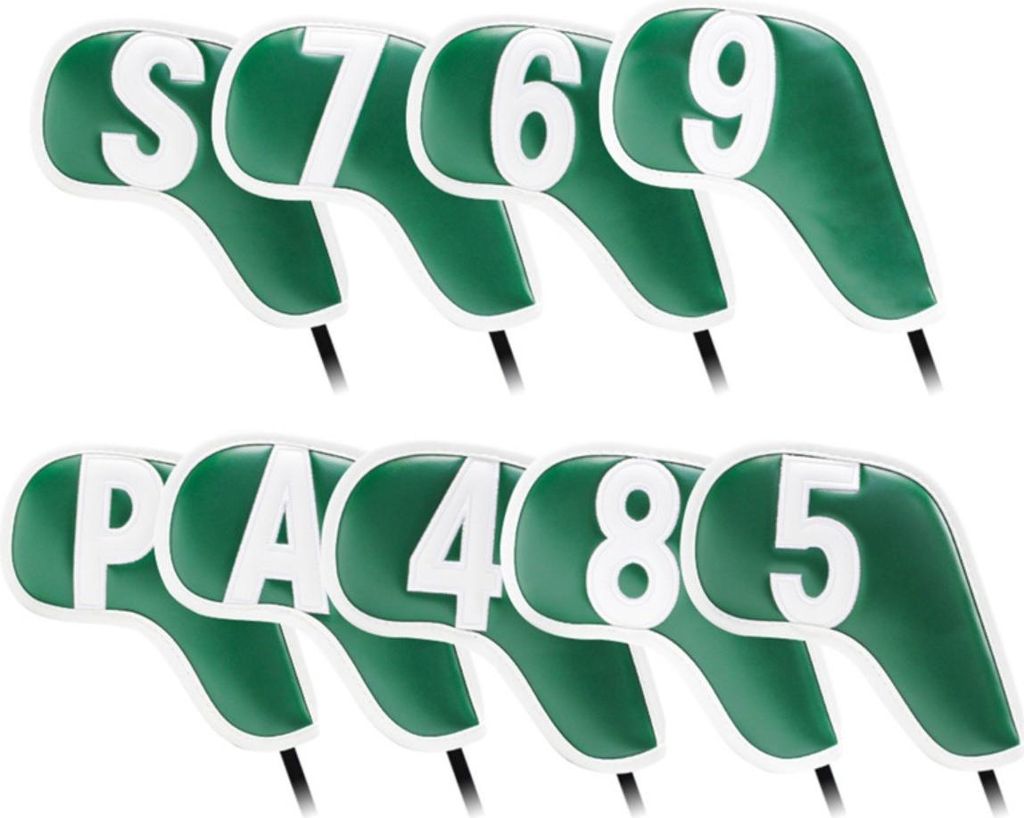 INF Premium Golfschlägerhauben mit Stickerei, 9er Set, Grün, Kunstleder