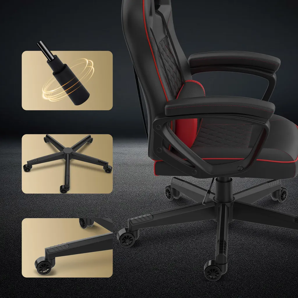 Sedia da Gioco SENSE7 Knight | Ergonomia FlowTech™ Nero-Rosso | 120kg - 5