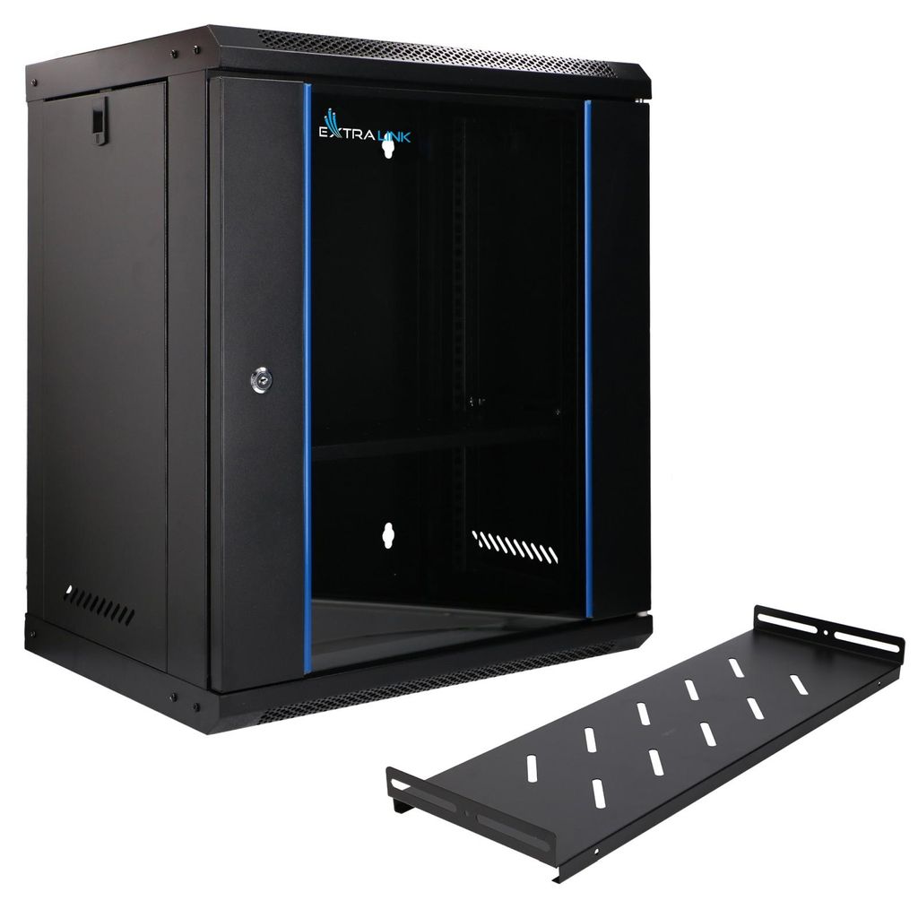 Extralink 19" 12U 530x400 nástenný rackový rozvádzač čierny Obrázok produktu 