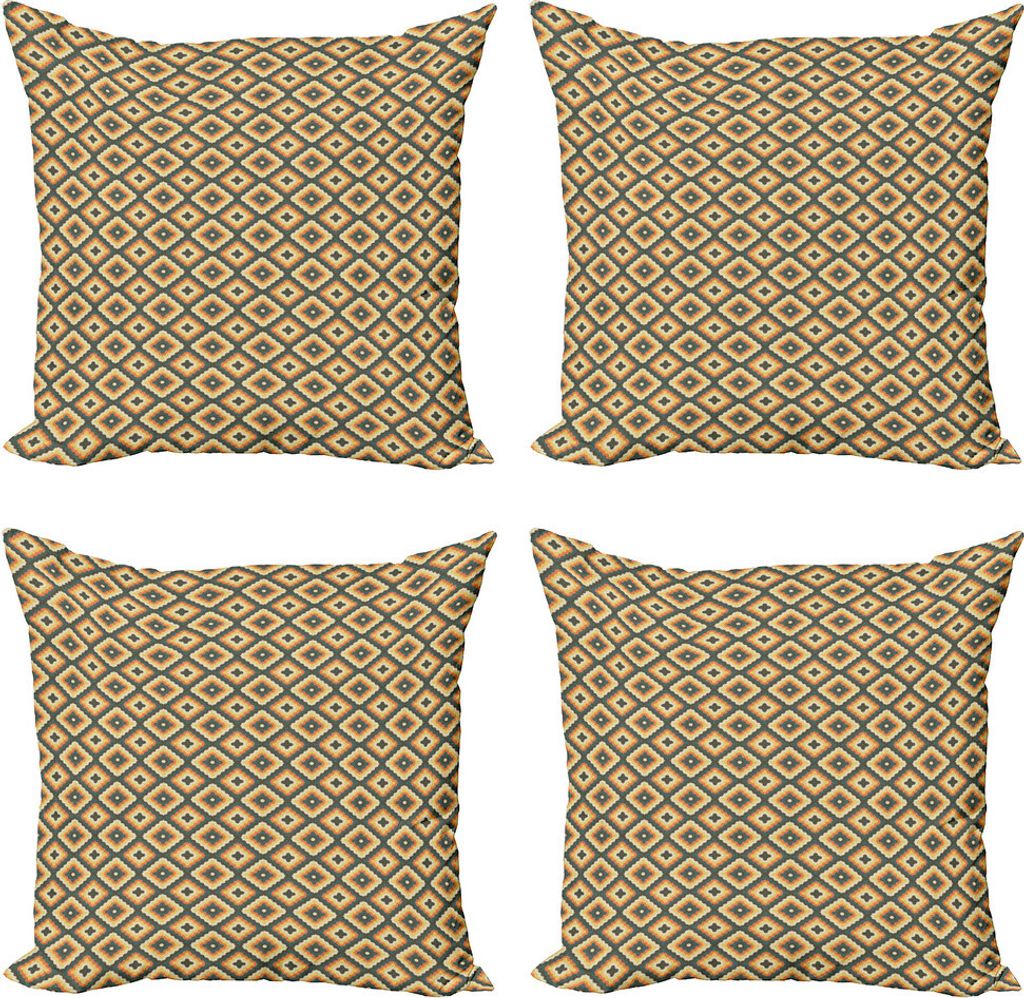 ABAKUHAUS Geometrisch Kissenbezug Set (4 Stück), Farbige Retro Formen Kunst, Moderner Doppelseitiger Digitaldruck, 45 cm x 45 cm, Mehrfarbig
