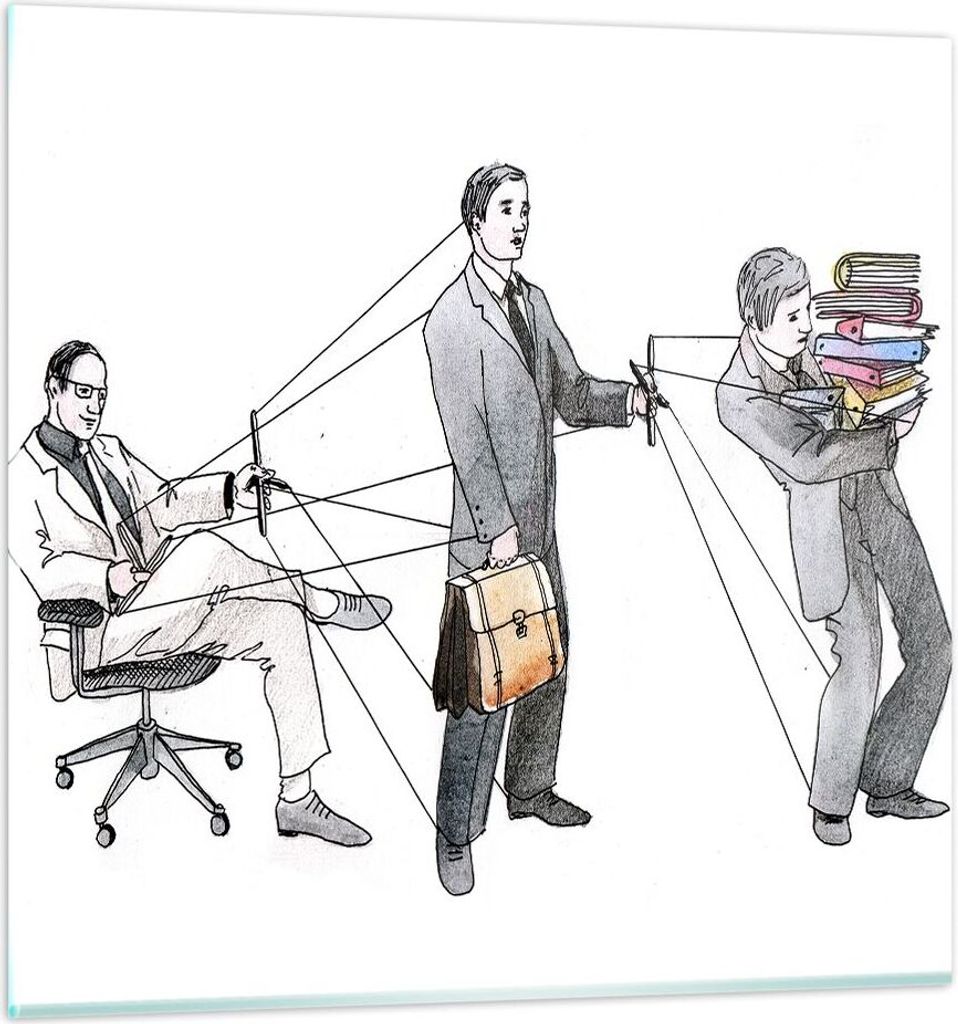 Bilder auf glas - Job Mensch mariniert Illustration - 30x30cm - Glasbilder - Wandbilder - Kunstdruck - zum Aufhängen bereit - Wanddekoration aus G...