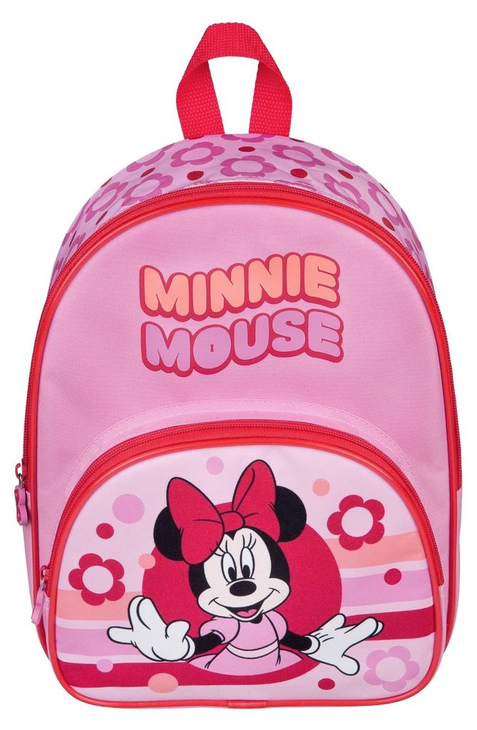 Kinderrucksack Disney Minnie Mouse, Rucksack Mädchen Kita, Kindergartenrucksack Freizeit Reisen, Pink Blumen (ohne Name)
