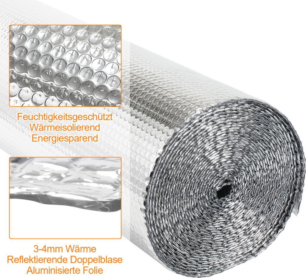 Wärmedämmfolie Für Fenster - 3-lagig, 9mm Stark, UV-Schutz, Mit Saugnäpfen, Silber