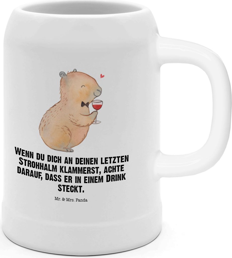 Mr. & Mrs. Panda Seidel Capybara Wein - Weiß - Geschenk, Krug, Zeichnung, Keramikkrug, Humpen, für Weinkenner, Adrette Tiere, Handgezeichnetes, T...