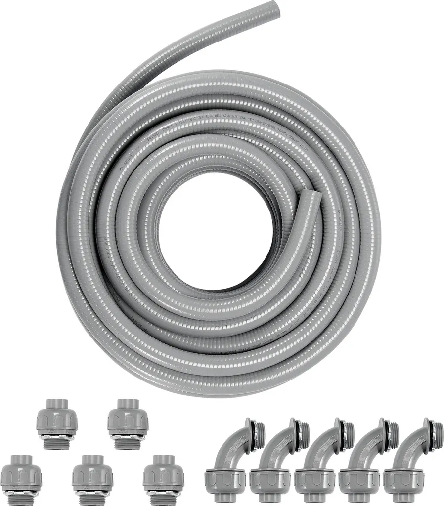 Gaine technique 1 pouce IP65 flexible 100 pieds et kit de 10 raccords