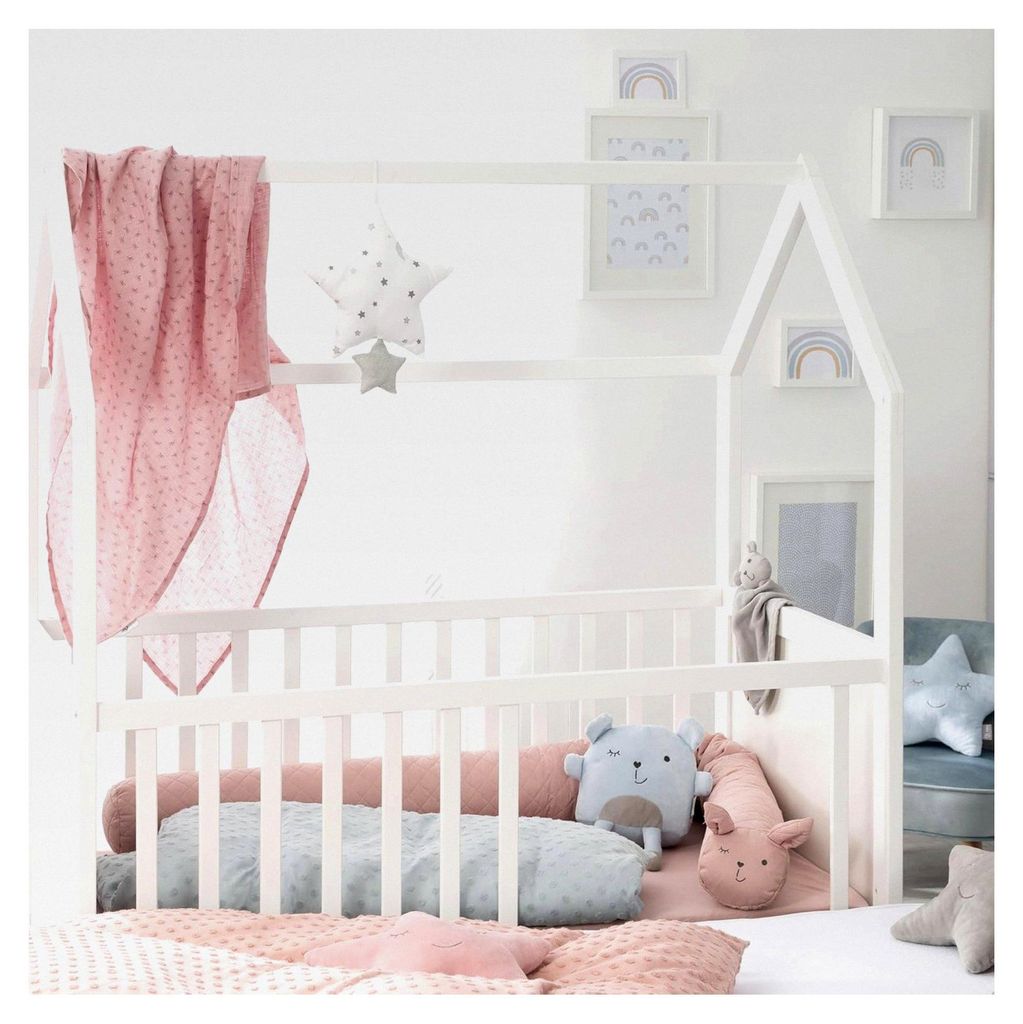 Spieluhr Sternenzauber für Babys - Einschlafhilfe zum Aufhängen - Motiv Stern - Melodie Lalelu - Weiß / Hellgrau