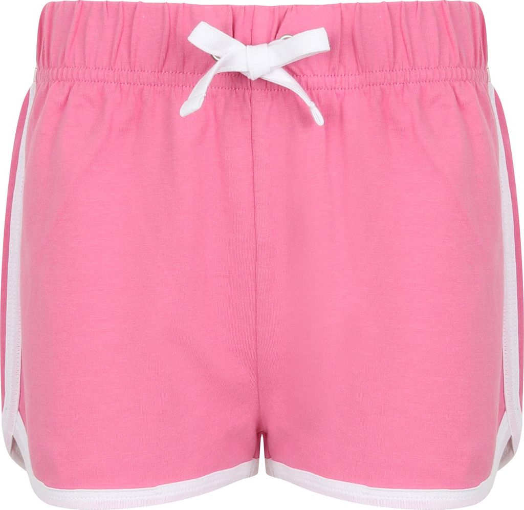 Skinni Minni Kinder Retro Sport Shorts RW4753 (7-8 Jahre (128)) (Helles Rosa/ Weiß)