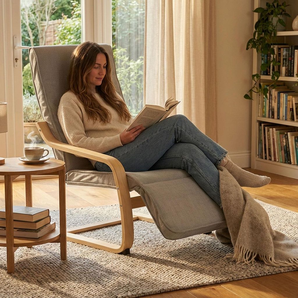 Homestyle4u Freischwinger Relaxsessel Cord grau mit Produktbild 