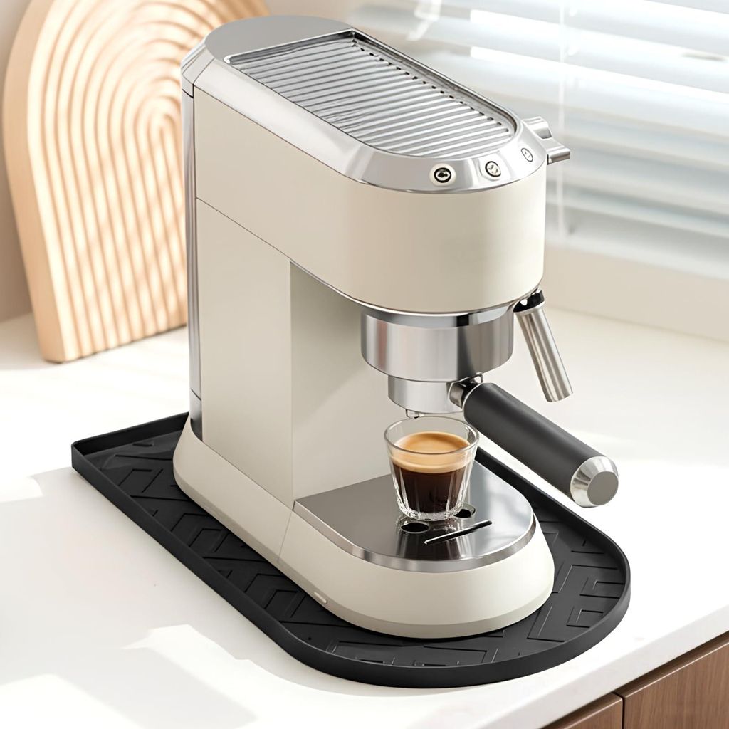 2er-Pack Kaffeematten, 40 x 20 cm, hitzebeständig, rutschfest, auslaufsicher, geeignet für Kaffee- und Espressomaschinen – Schwarz