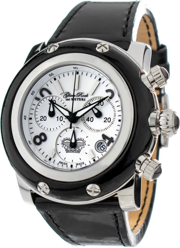 Montre Glam Rock GR10101B étanche en silicone noir et boîtier or rose
