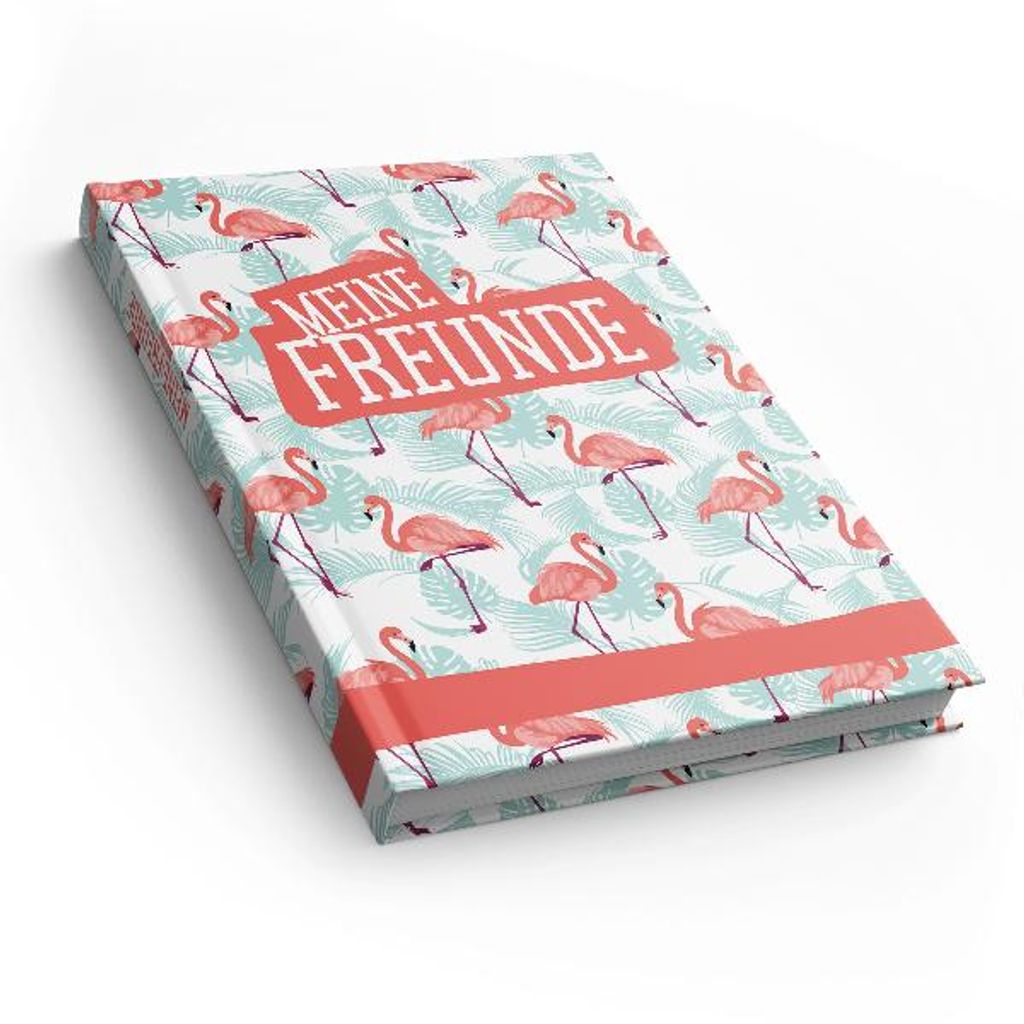 itenga Freundebuch Flamingo Muster DIN A5, 88 Seiten Produktbild 