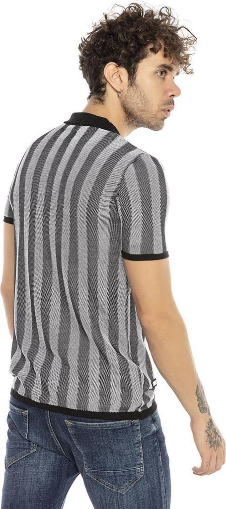 Red Bridge Herren Poloshirt Strick T-Shirt Striped Knit Schwarz-Weiß XL