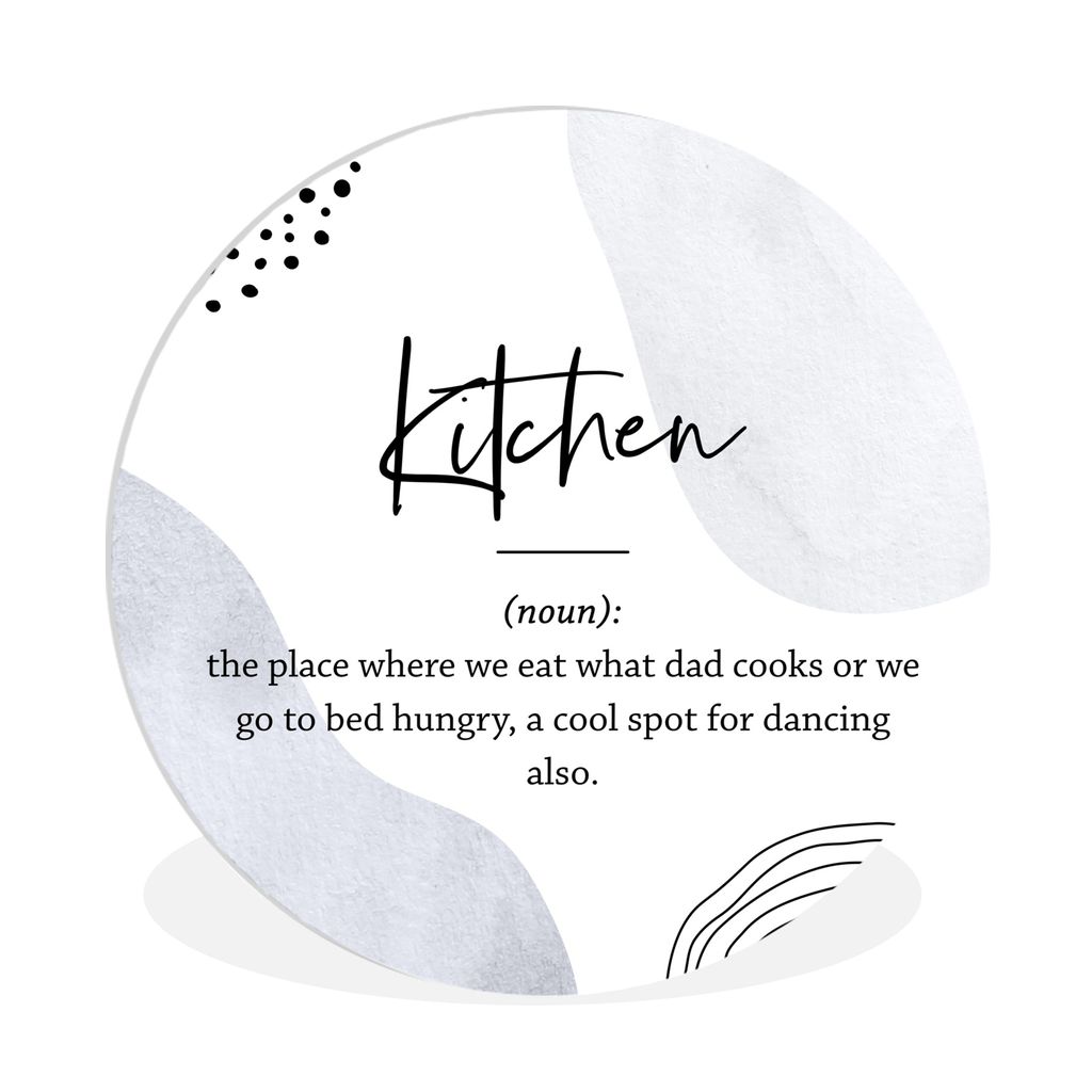 MuchoWow Rundes Wandbild - Runde Bilder Sprichwörter - Küche - Papa - Zitate - Definition Küche Ø 90 cm Kreis Wanddekoration Kunststoff - Wan...