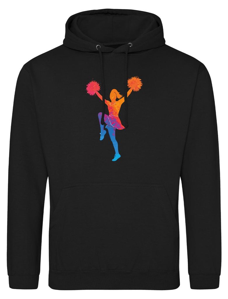 Huuraa Uni Hoodie Cheerleading bunte Silhouette M Deep Black Vegan Sweatshirt Geschenkidee