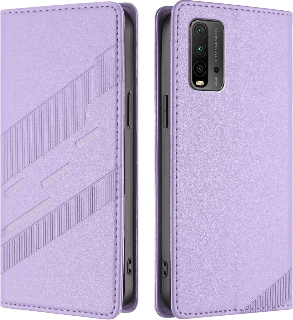 Hülle für Xiaomi Redmi 9T/Poco M3, Kunstleder Brieftaschen Handyhülle mit Kartenfach und Standfunktion Violett